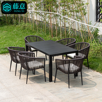 Outdoor modern simple casual balcony table and chair three-piece combination outdoor creative rattan chair small coffee table back chair