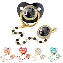 Luxury Zircon Baby Pacifier Crystal Beads Chain Clips with v