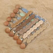 Handmade Crochet Pacifier Clip Cotton Wooden Baby Pacifier C