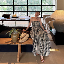 cml (free and easy romantic and natural) French heavy pleated pure linen tube top detachable two-wear suspender dress