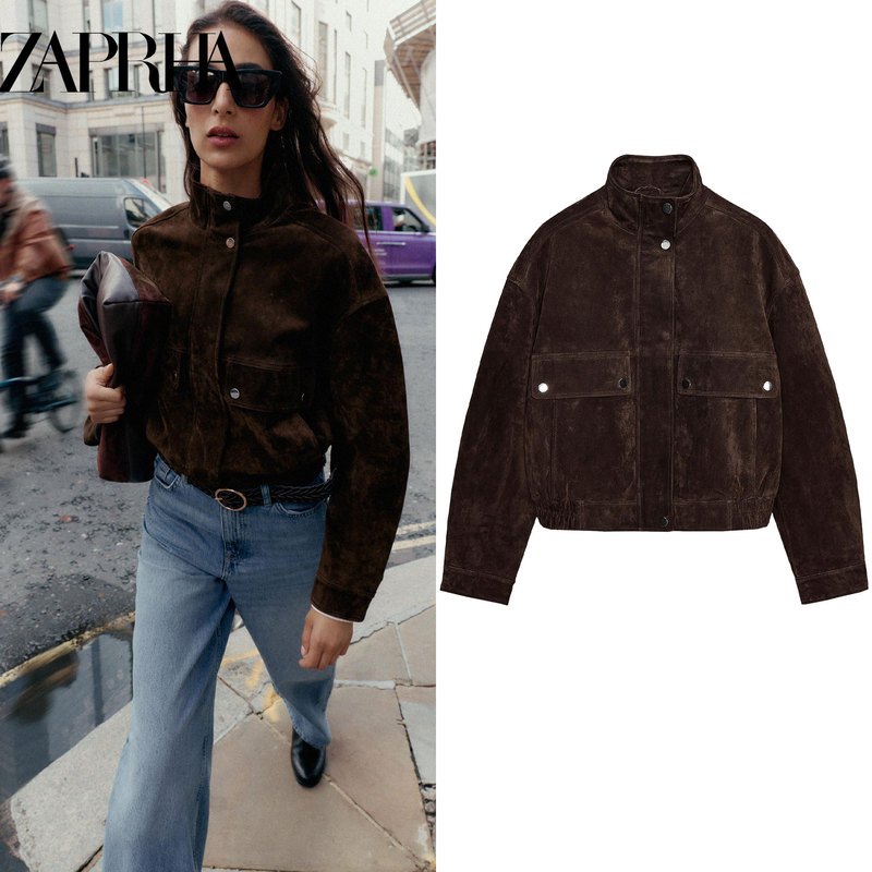 2025 Autumn New American Style Pocket Decorated Suede Leather Bomber Casual Jacket 3046258 2025 Autumn New American Style Pocket Decorated Suede Leather Bomber Casual Jacket 3046258