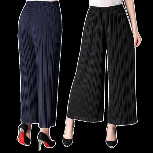 Летние шифоновые штаны, юбка для матери, для среднего возраста, высокая талия, большой размер