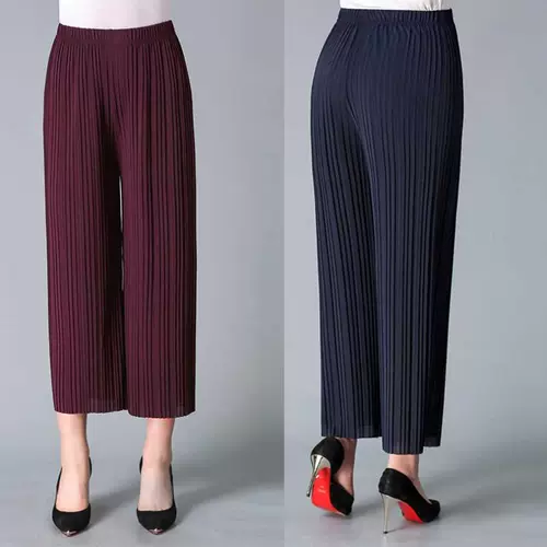 Летние шифоновые штаны, юбка для матери, для среднего возраста, высокая талия, большой размер