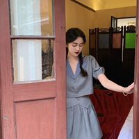 Ретро комплект, пиджак классического кроя, мини-юбка, французский ретро стиль, в стиле Шанель, 2020, яркий броский стиль