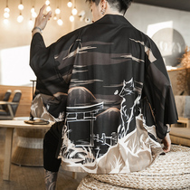 Chinese style Tang suit male improvement Hanfu feather weaving Chinese style road robe ancient style fairy mans summer Japanese kimono jacket