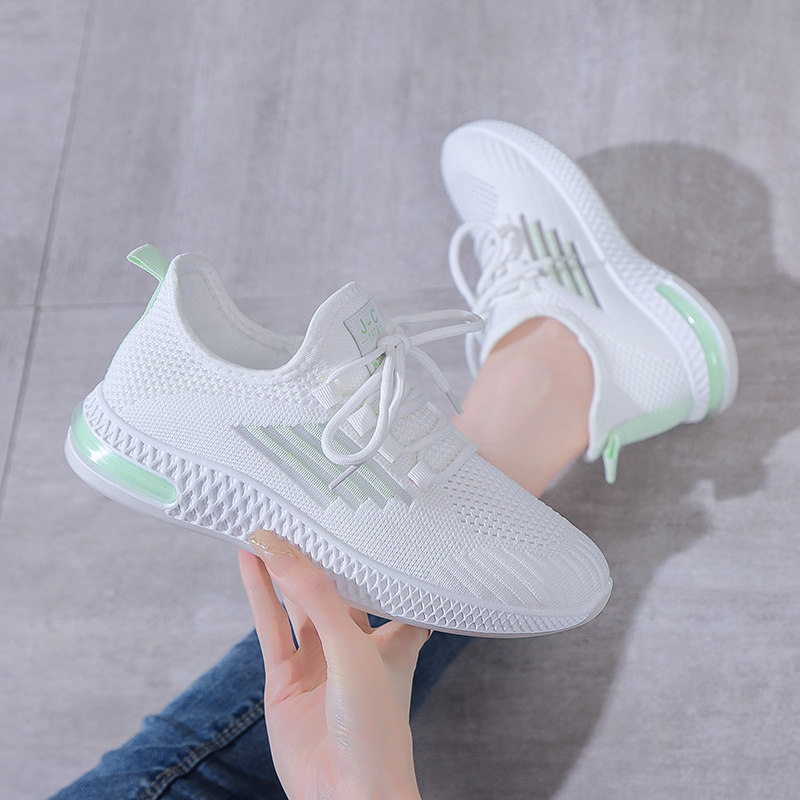 Back Force Sneakers Women 2021 Spring Summer New Fly Breathable Flat-bottomed Light Single Shoes Net Face Running Coconut Shoes