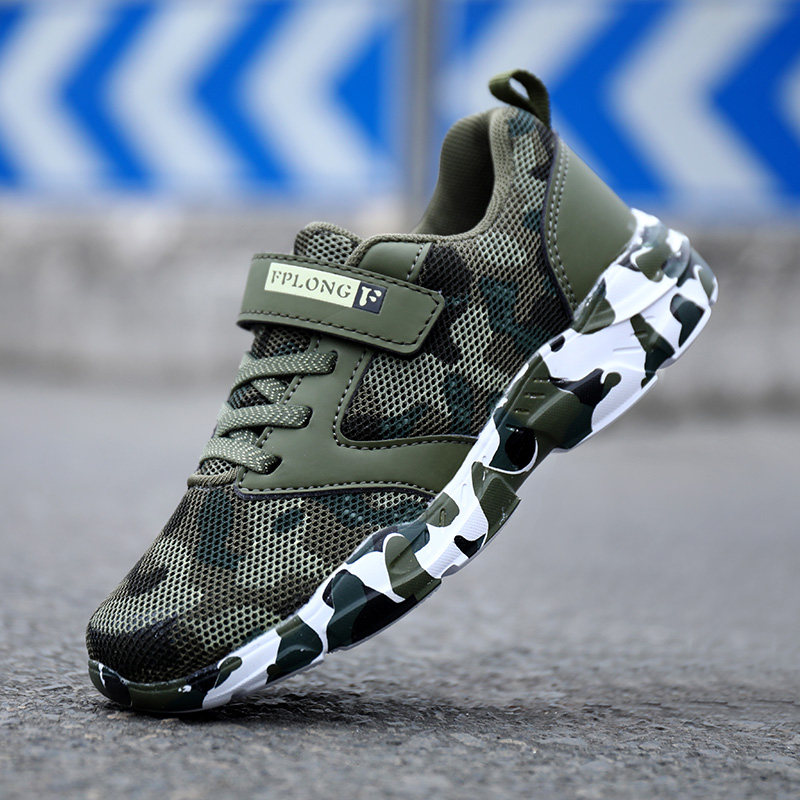 Pull back children's shoes boys sports shoes spring and autumn models summer performance military training shoes children's camouflage shoes girls mesh breathable