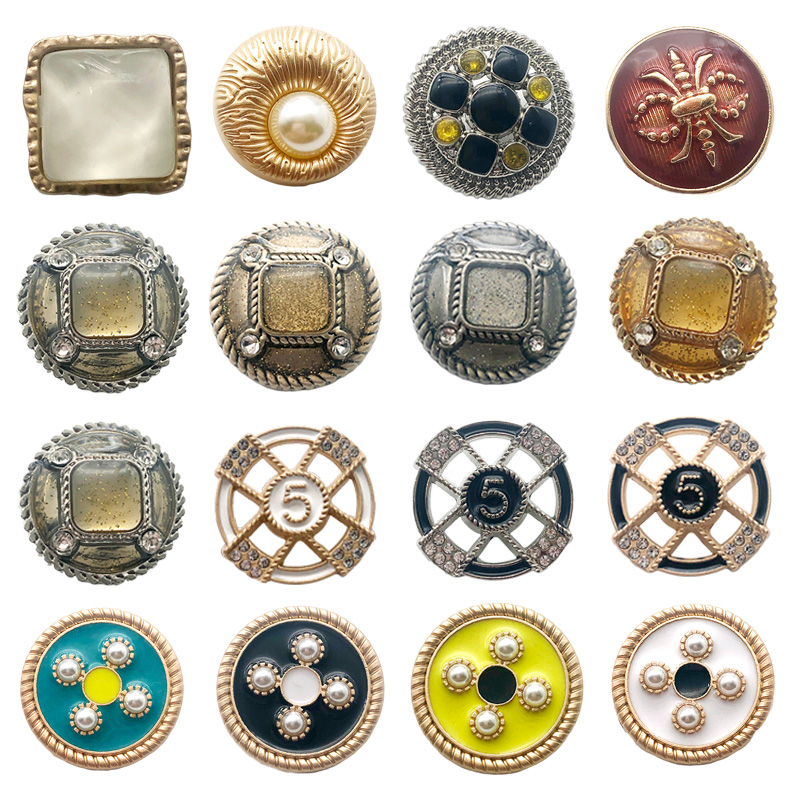 Metal pearl button cardigan sweater top round small fragrance button coat woolen clothes wild coat women