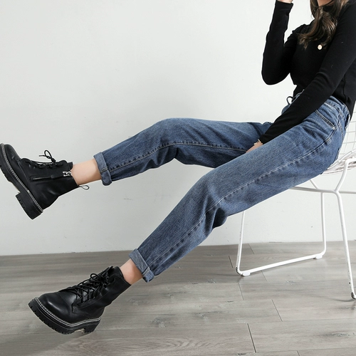 Штаны, приталенные летние тонкие джинсы, свободный прямой крой, эластичная талия, высокая талия, 2020