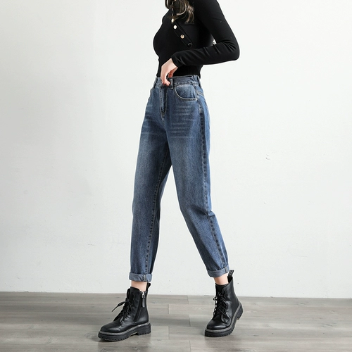 Штаны, приталенные летние тонкие джинсы, свободный прямой крой, эластичная талия, высокая талия, 2020