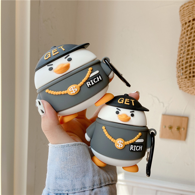 Cute Cartoon Ducks Apply Airpods Protective Sleeves AirpodsPro Headphones Sleeve Apple Wireless Bluetooth Silicone Gel Softshell 1 Generation 2 Generations Universal 3 Generations Stay Cute Couple Day Korea Male And Female