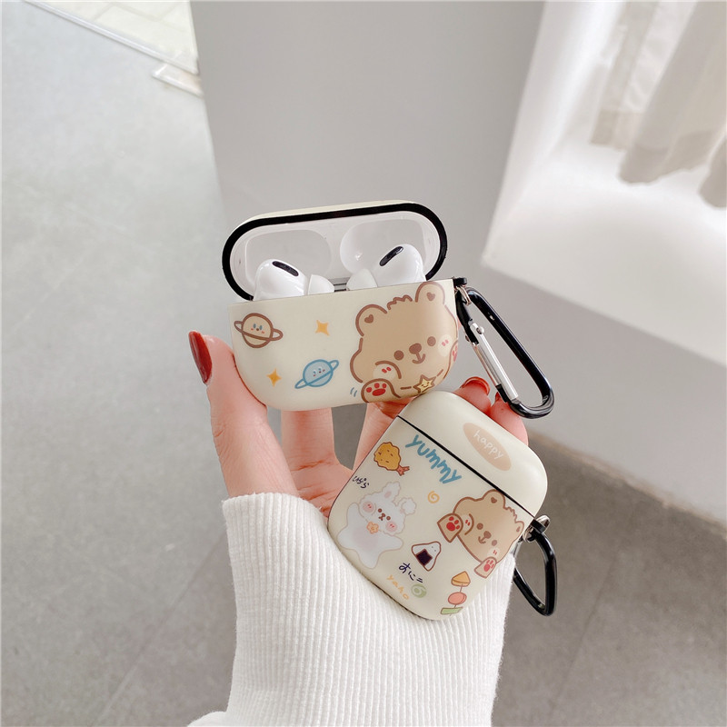 Korean Cubs Apply Airpods Protective Sleeves AirpodsPro Headphones Sleeve Apple Wireless Bluetooth Silicone Anti-Fall Softshell 1 Generation 2 Generations Universal 3 Generations Of Cute Cartoon Couples Men And Women