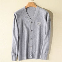 V -neck kaisho светло -серое белое сердце