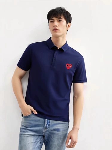 Летняя футболка polo, японская хлопковая рубашка для влюбленных, короткий рукав, с вышивкой