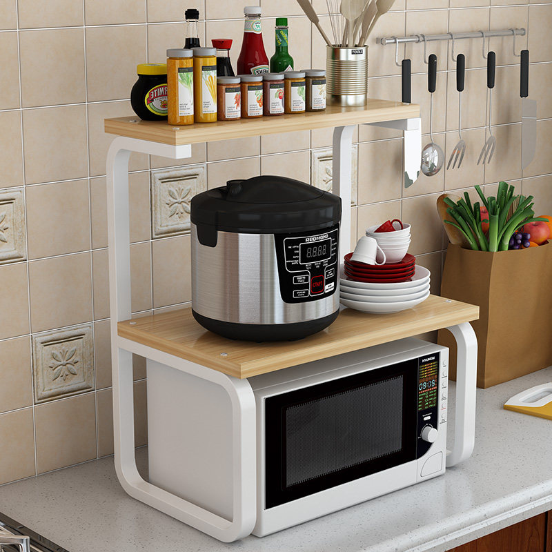 Microwave shelf kitchen rack home multi-layer floor-to-ceiling oven rack double-layer storage storage seasoning seasoning rack