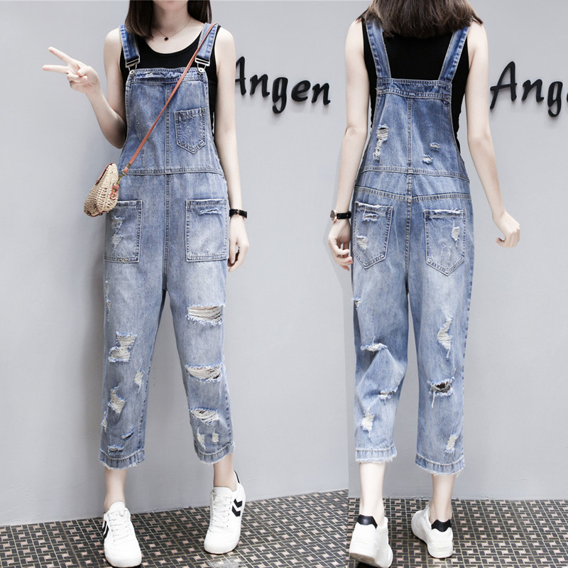 Chao brand 2021 summer new women's Korean fashion Joker hole pants loose frozen age denim baby bag pants