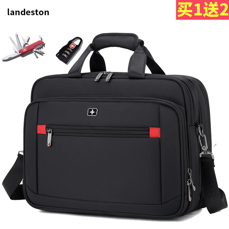 Swiss Sergeant Knife Computer Bag Men's Hand Carry Business Travel Briefcase Large Capacity One Shoulder Cross Body Backpack
