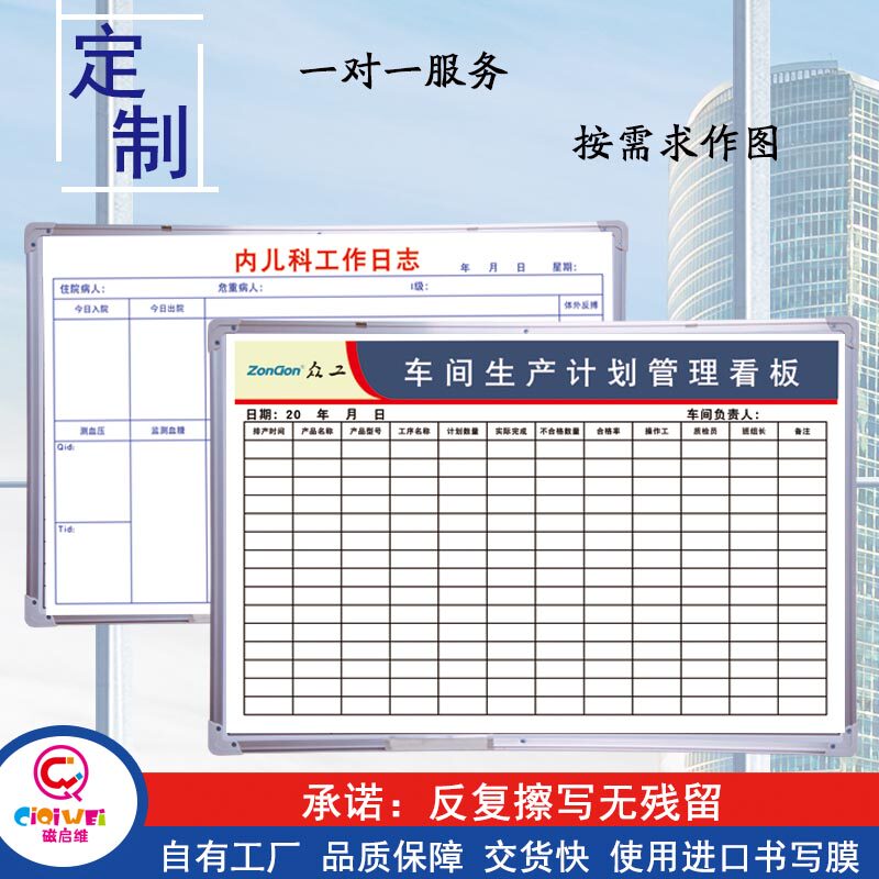 Magnetic Qiwei custom whiteboard writing board bracket workshop production hanging management board company bulletin board propaganda board vertical roller magnetic performance display board enterprise office wall hanging mobile