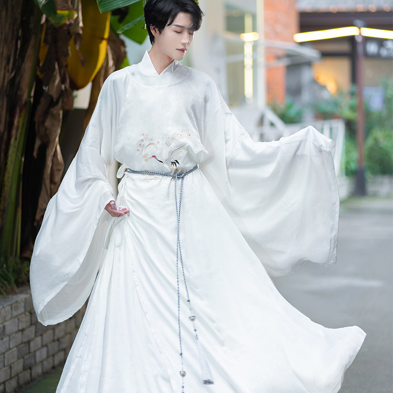Dongli Original Hanfu Men's Winter Ming-Style Round-Neck Robe, Spring and Autumn Chinese-Style Robe, Ancient Costume for Men, Daily Ancient Style