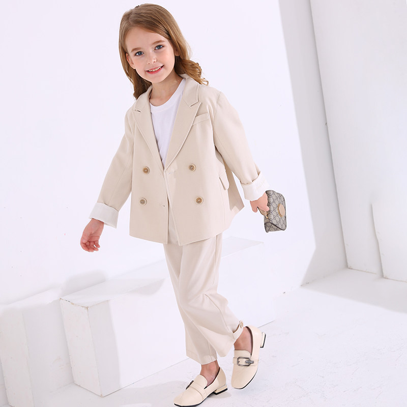 Autumn - dress girls suit 2022 new Yanhan Han Edition of English children walking personality fashion dress suit