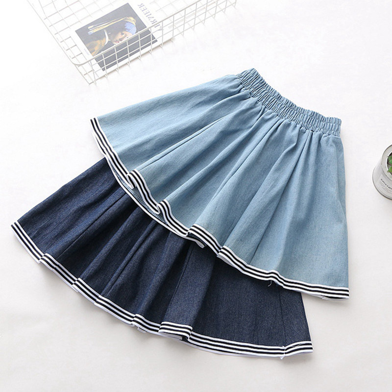 Girl Half Body Dress 2021 Summer Children Short Skirt Summer Thin Pure Cotton A Dress Denim Skirt 100 lap CUHK Tong