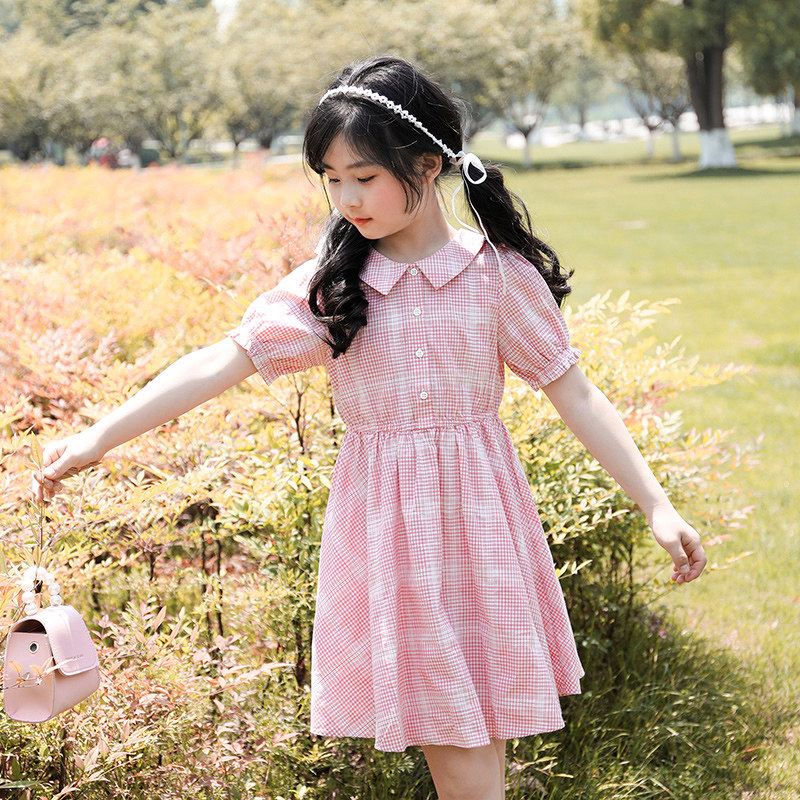 Girls dress in summer 2021 new Yang Pi Summer A - word short sleeve in the big children's skirt Han Edition