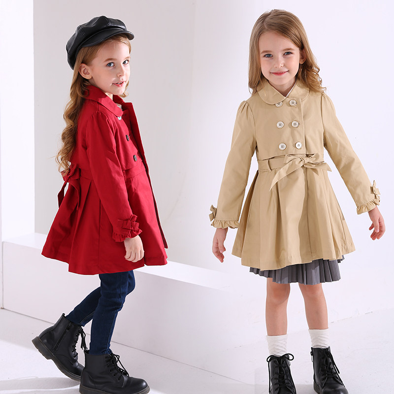 Girls' windbreaker 2022 new autumn clothing British children's jacket princess super foreign style casual Korean version spring and autumn mid-length