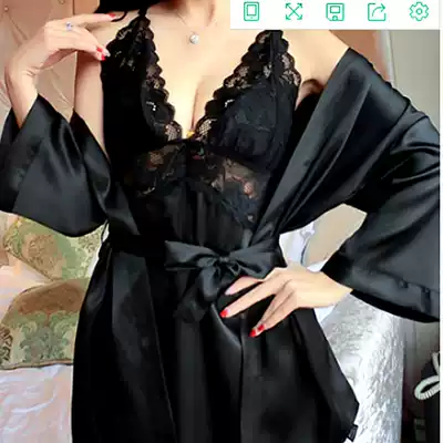 Ice silk pajamas female summer gathering small breasts sexy tulle sling nightgown perspective lingerie set