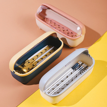 Home Small Two Chopsticks Spoon Containing Box Home Multifunction Drain Quick Zig Cage Kitchen With Lid Anti Dust Cutlery Barrel
