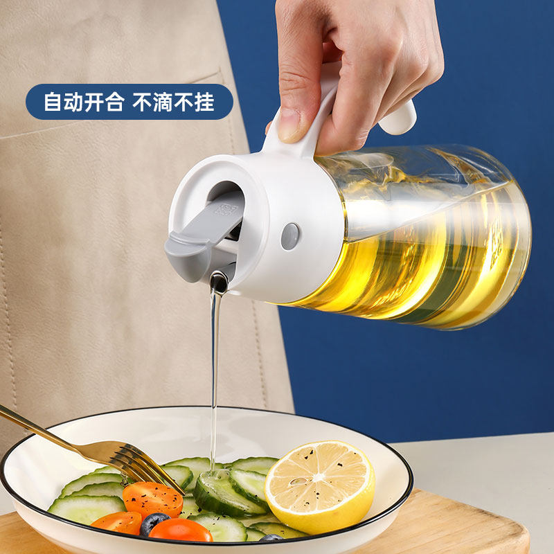 Home small two glass oil bottle housekitchen kettle without hanging oil tank automatically open gravity soy sauce vinegar seasoning bottle
