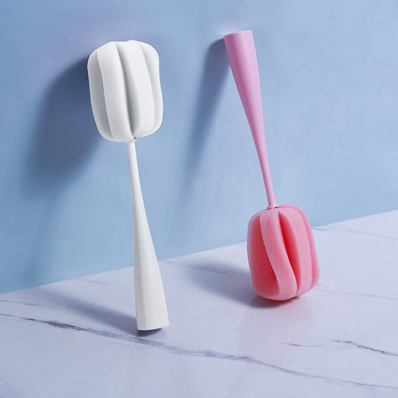 Residence small two-cup brushed cup deity with long handle sponge insulated glass-bottle cleaning brush for tea stains small brush