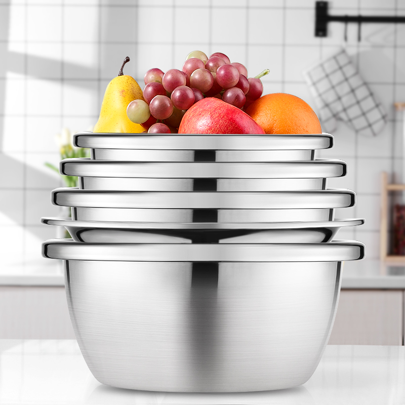 Residence Small 2 304 Stainless Steel Basin Sub Wash Vegetable Basin Drain Basket Suit Thicken Home Kitchen and Noodle Basin Drain Bowl