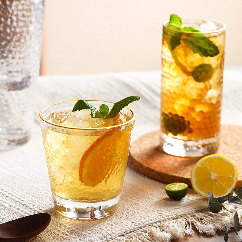 Home Small Two Hammer Veins Phnom Penh Glass Cup Ins Wind Home Transparent High Face Value Net Red Coffee Juice Drink Mug