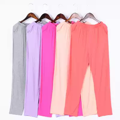 Modal cotton pajamas women's trousers men's and women's spring and summer autumn sweatpants thin casual home straight large size pants