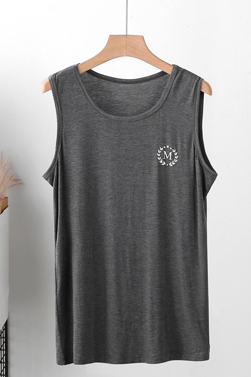 Men's sleeveless pyjamas jacket jacket jacket on top of summer Modale single piece slim fit loose big code ice silk-Taobao