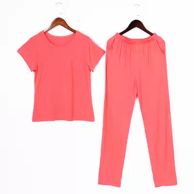 Pajamas women Summer modal thin set short sleeve trousers V collar men casual large size loose home clothes