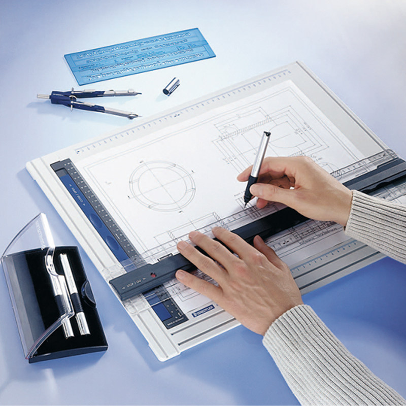 German Sched Building Drawing Board A3 Parallel Ruler Design Drawing Ruler Import Non-slip Sketch Bench Engineering Cartography Tool Suit Professional 661 Plotter Board A4 Plotter Gauge Architectural Ruler Angle Ruler