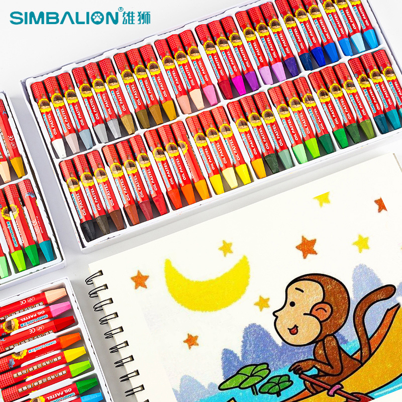 Taiwan Lion Student 48 Color Children's Oil Rod 36 Color Hexagonal Art Painting 24 Color Graffiti Brush Primary Student Painting Water Wash Student Safe 48 Color Oil Rod Set