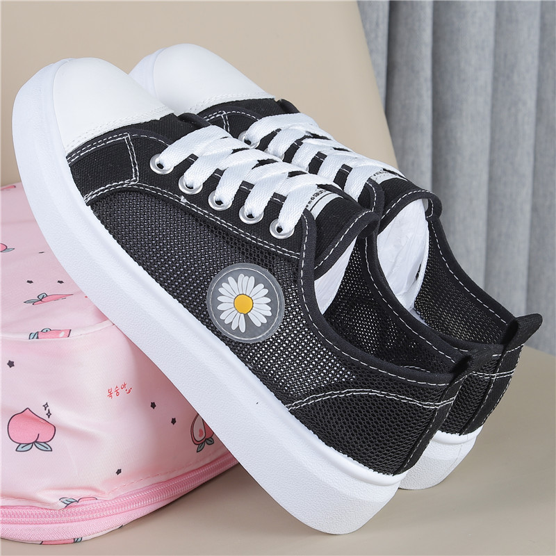 Black FGirls' shoes 2021 Spring and summer new pattern children canvas shoe girl Versatile skate shoes ventilation leisure time student Net shoes