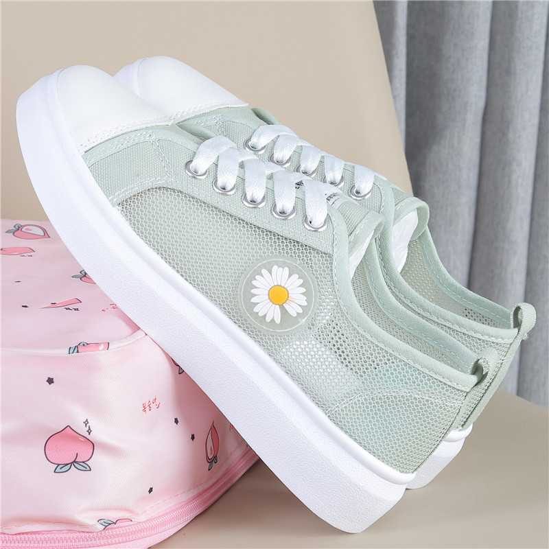 Green FGirls' shoes 2021 Spring and summer new pattern children canvas shoe girl Versatile skate shoes ventilation leisure time student Net shoes