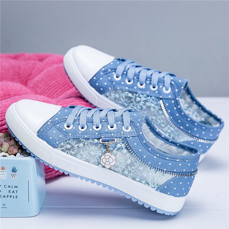 Light Blue AGirls' shoes 2021 Spring and summer new pattern children canvas shoe girl Versatile skate shoes ventilation leisure time student Net shoes