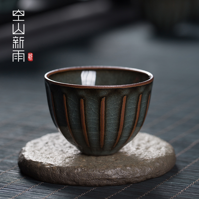 Dragon Quanqing Porcelain Handmade Cup Ceramic Ice Cracking Master's Cup Tasting Cup Single Cup Tea Bowl Iron Kung-fu Tea Tea Cup