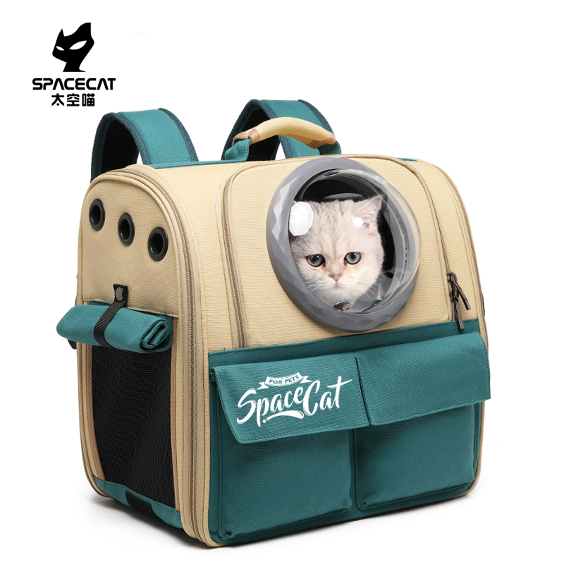 スペースキャットペットキャビン猫外出大容量犬キャンバススクールバッグキャリーポータブルバックパック猫バッグ猫バックパック