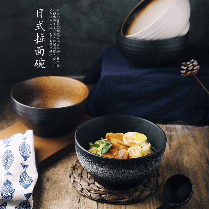 Retro Japanese style Cuisine Ceramic Ware Cutlery Cutlery Bowl Large soup Bowl Home Commercial large bowl Noodle Bowl Salad Bowl-Taobao