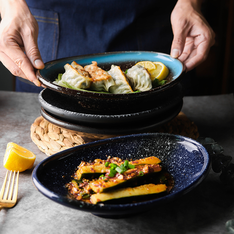 Creative Ceramic Oval Deep Dish Days Style Dining Room With Deep Pan Meat Pan Salad Fruit Dish Sweet Dish Cold Dish Pan-Taobao