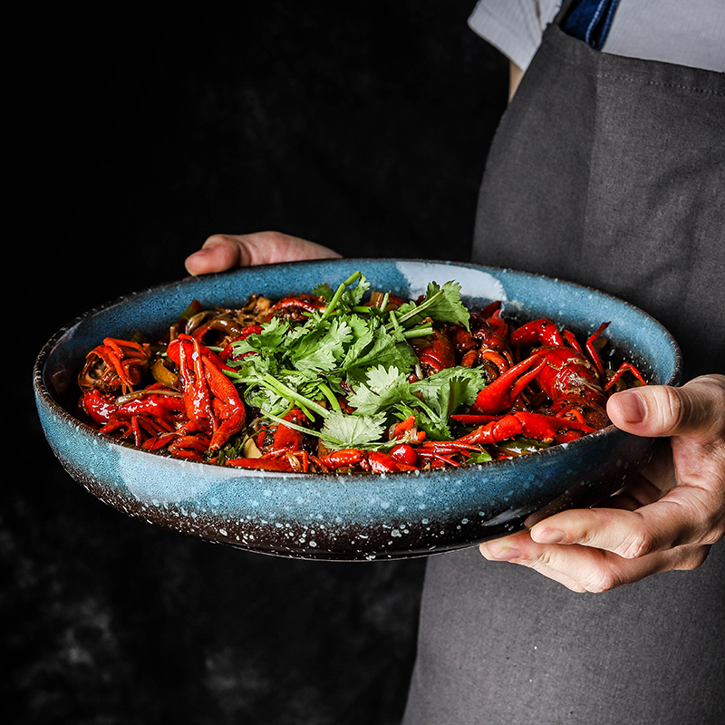 Day Style Home 10 Inch Ceramic Cutlery Water Cooking Fish Acid Vegetable Fish Basin Small Lobster Dish Soup Basin Deep Dish Soup Bowl Large Bowl-Taobao