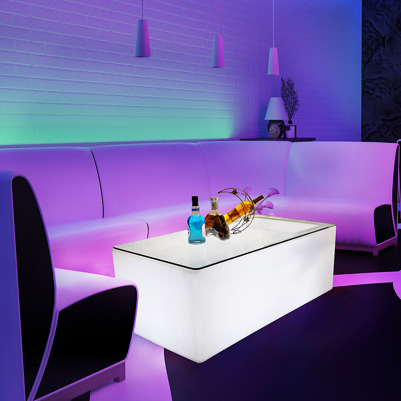 LED Shine large bar Clubhouse Clear Bar Bag Compartment Brief About Big Tea Table KTV Nightclub Creative Tempered Glass Table