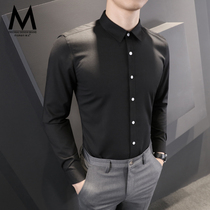 Gray suit shirt mens long-sleeved black shirt 2020 summer Korean version slim business free ironing casual inch shirt tide