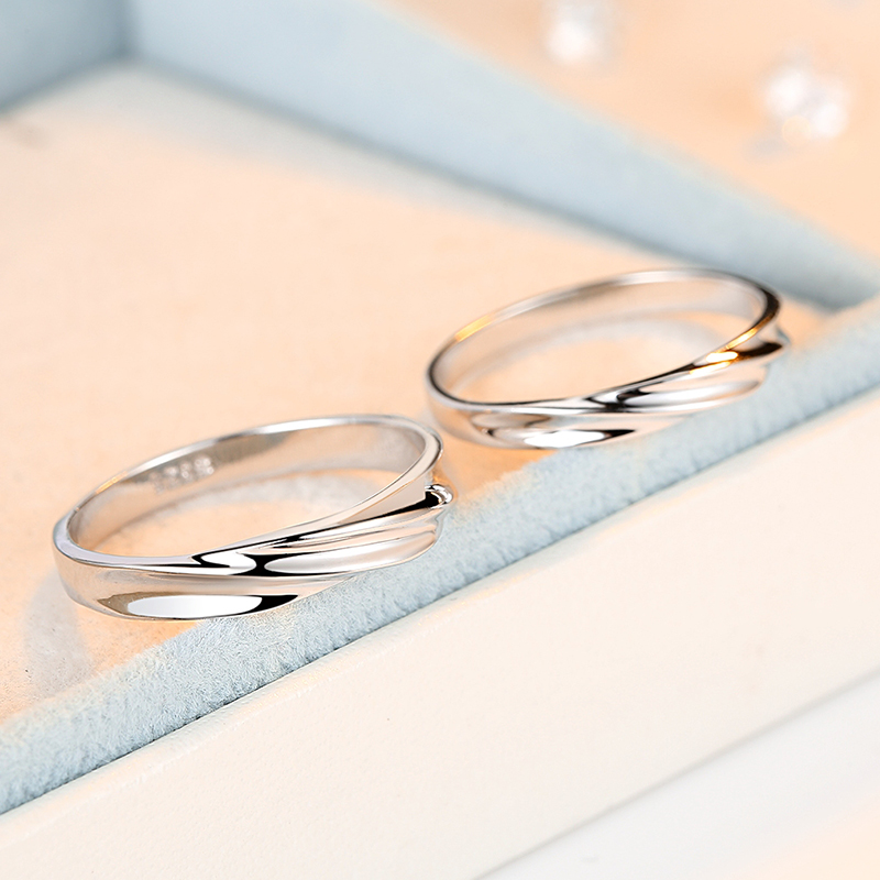 Pure silver ring male and Japanese minimalist couples to the ring classic student forefinger personality Custom lettering Tail Ring Female