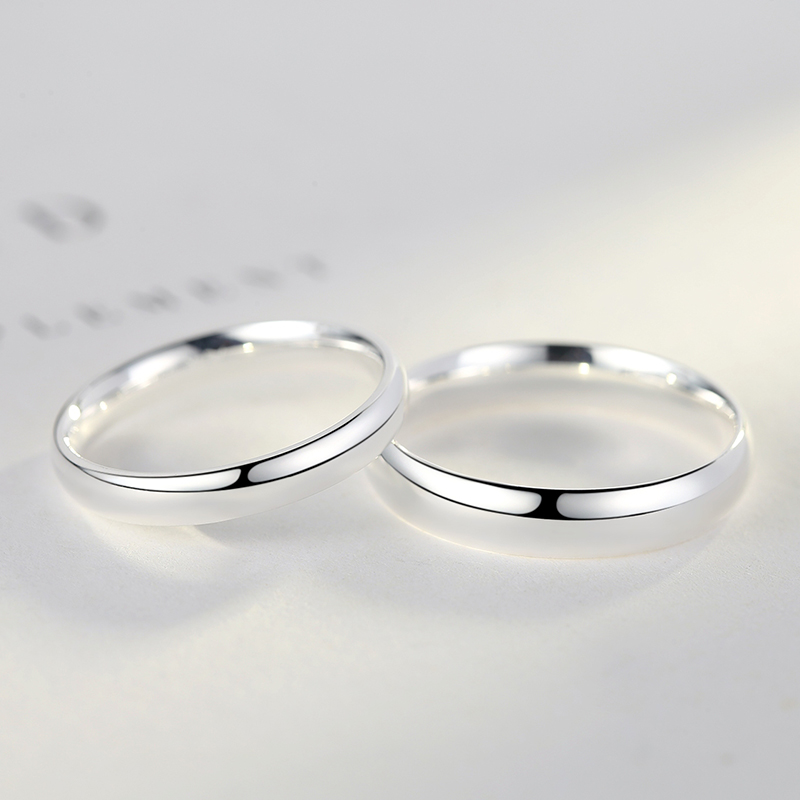 999 foot silver lovers ring pure silver male ring Japan, Japan and Japan brief students to the ring female ring fashion tail ring free lettering